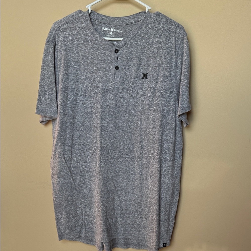 Hurley Men's Short Sleeve Gray Henley Tee